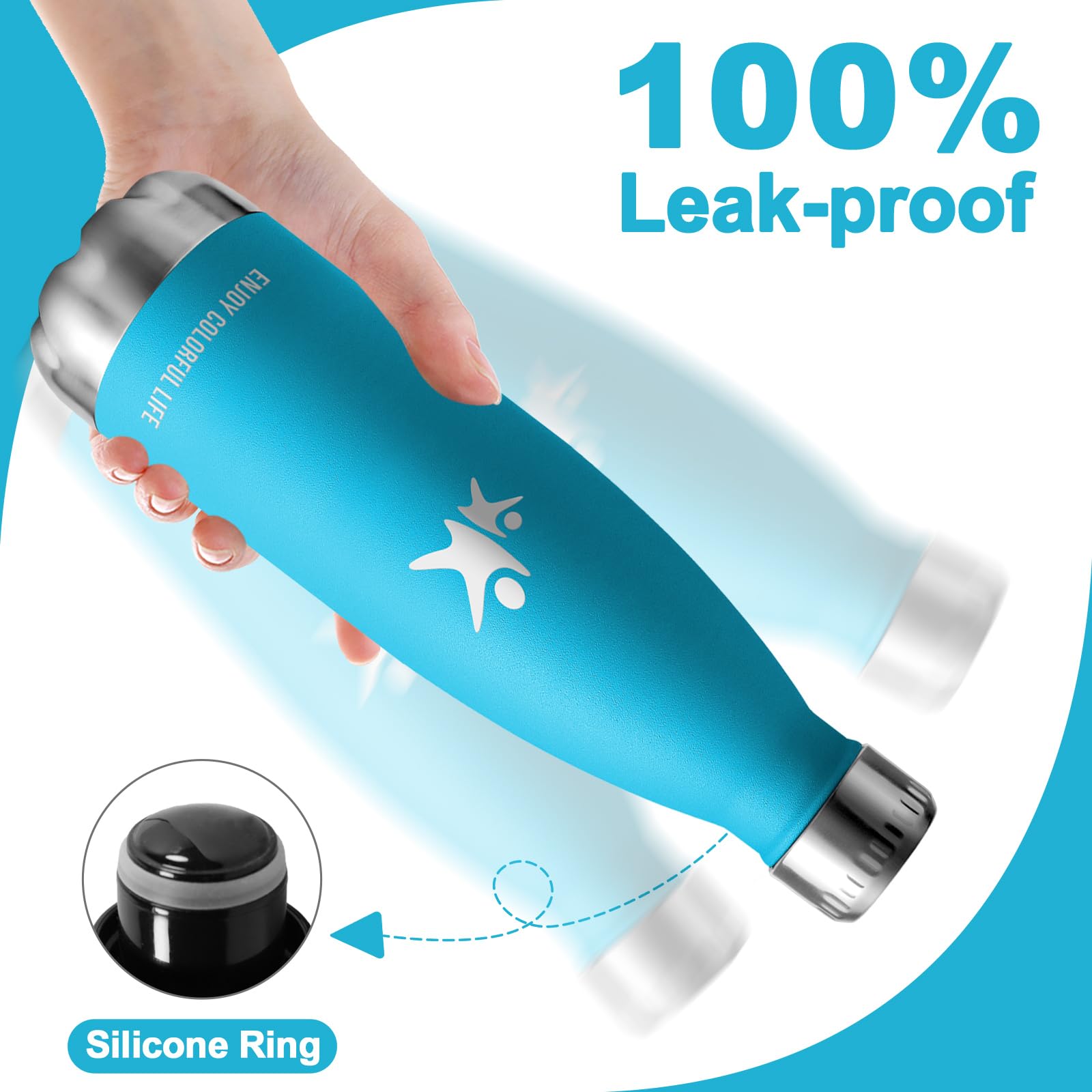 Botella Agua Termica 750ml, Botella Agua Acero Inoxidable sin BPA, Botella Termica con Doble Pared, Termo para Escuela, Oficina, Deporte — view 3