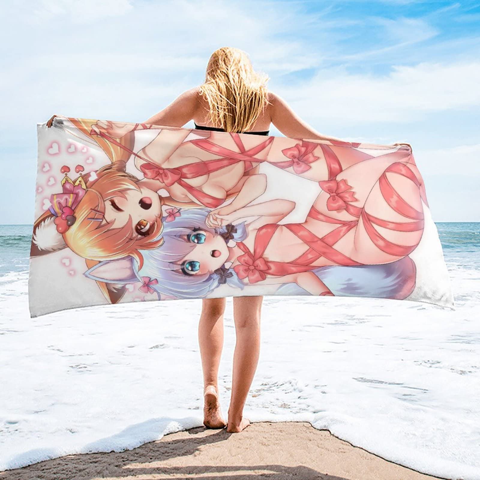 Amazon｜バスタオル 白猫プロジェクト コリン コヨミ 裸リボン アニメ