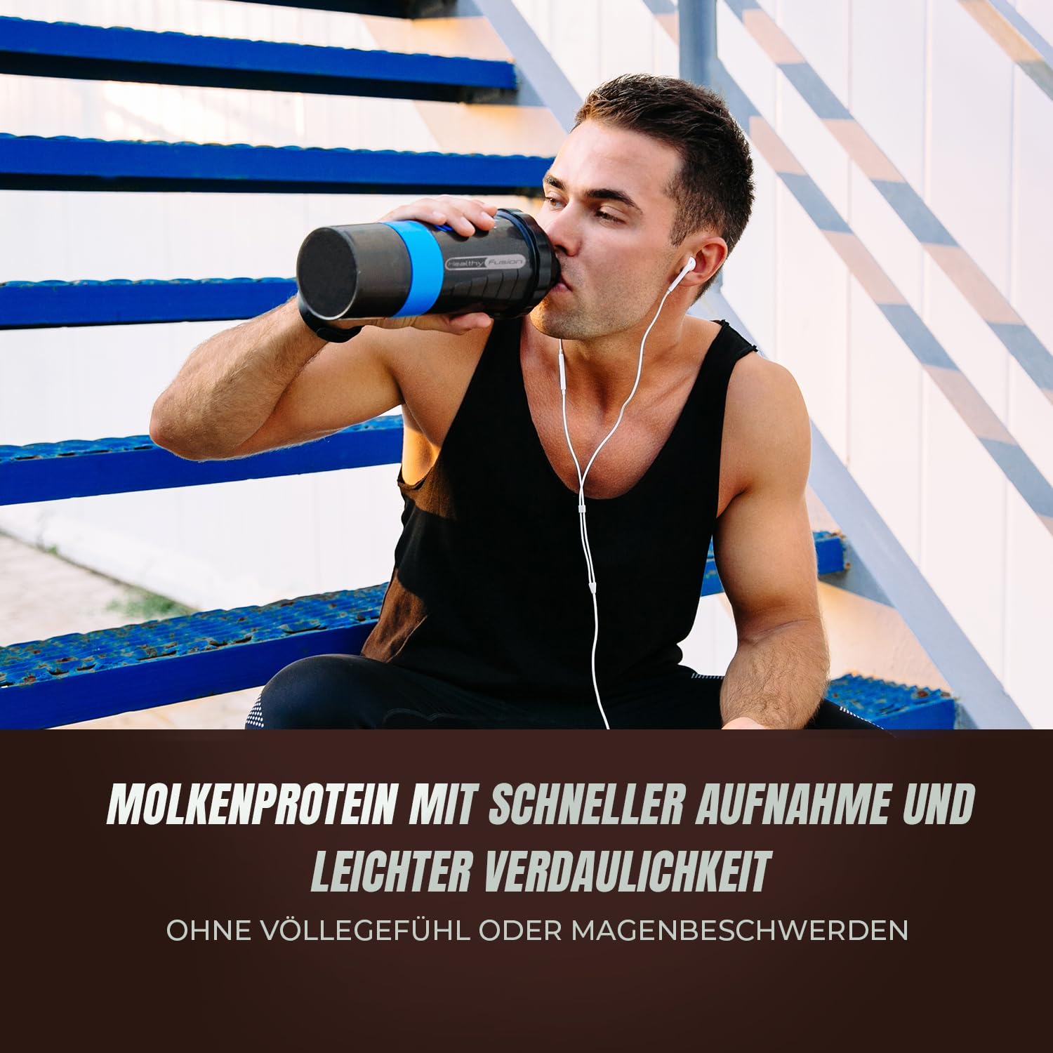 Healthy Fusion Whey Protein | 100% reines Whey Protein mit Kollagen, Magnesium & Vitamin B6 | 43 g Protein + 9,4 g BCAA pro Portion | Für Muskelaufbau, schnellere Regeneration | Schokolade | 1 kg