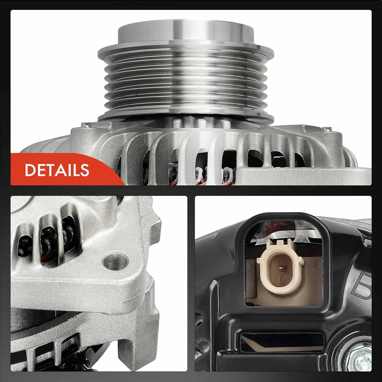 A-Premium Alternator Compatible with Acura RLX 2014-2020 3.5L, 12V 155A 6-Groove Decoupler Pulley Clockwise, Replace# 31100-R9P-A01, 31100-R9P-A01RM