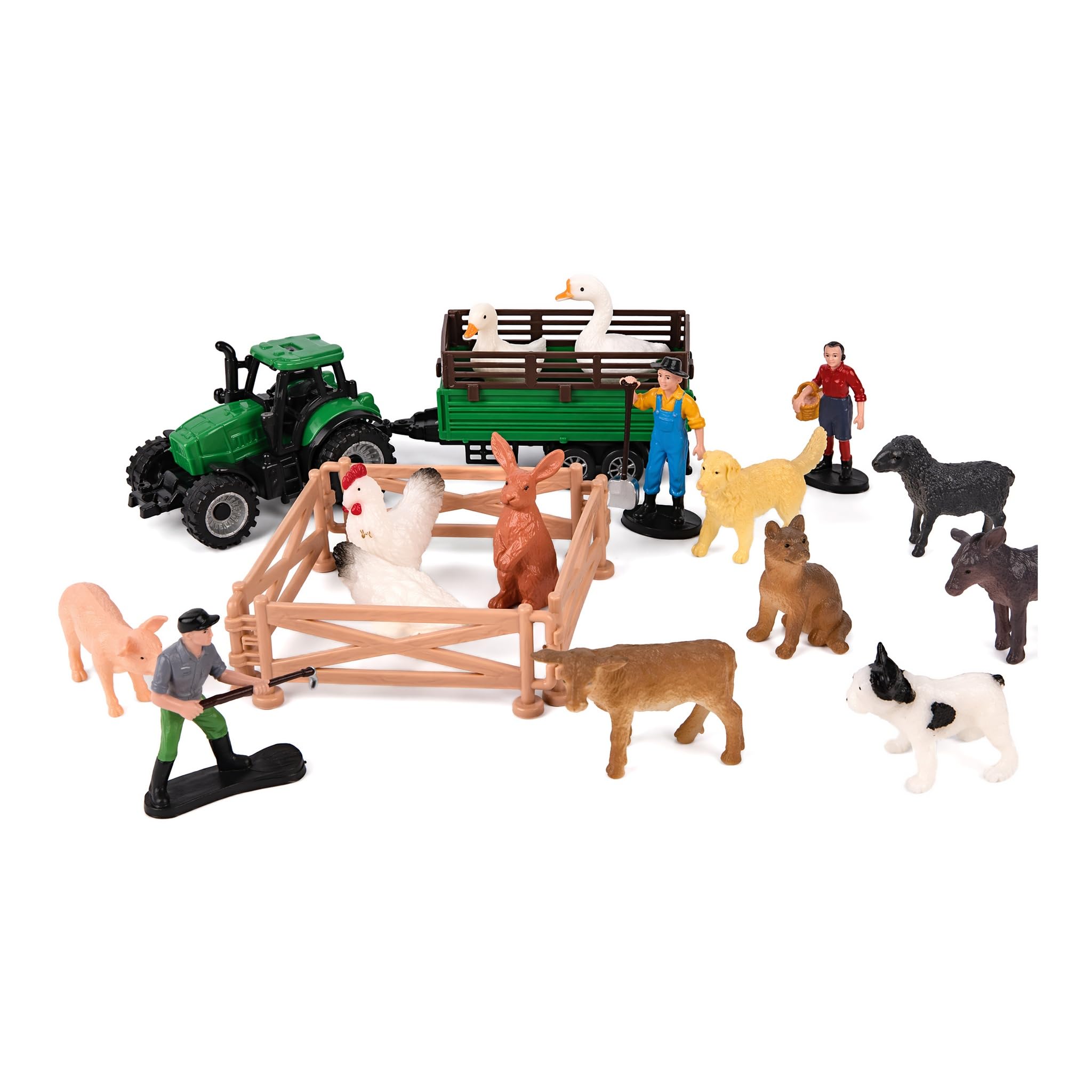 Mtbricey 20pcs Farm Animals Toys Playset with Tractor Toy Plastic Realistic Farm Animal Figures Fences Farmer Figure Animal Figures​ Toy Animals​ Plastic Educational Toy for Birthday Gift