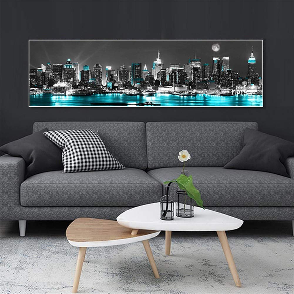5D Diamant Painting „Bunte Stadt“ – DIY Kit, 30x90 Cm, Rundbohrer, Vollbohrer