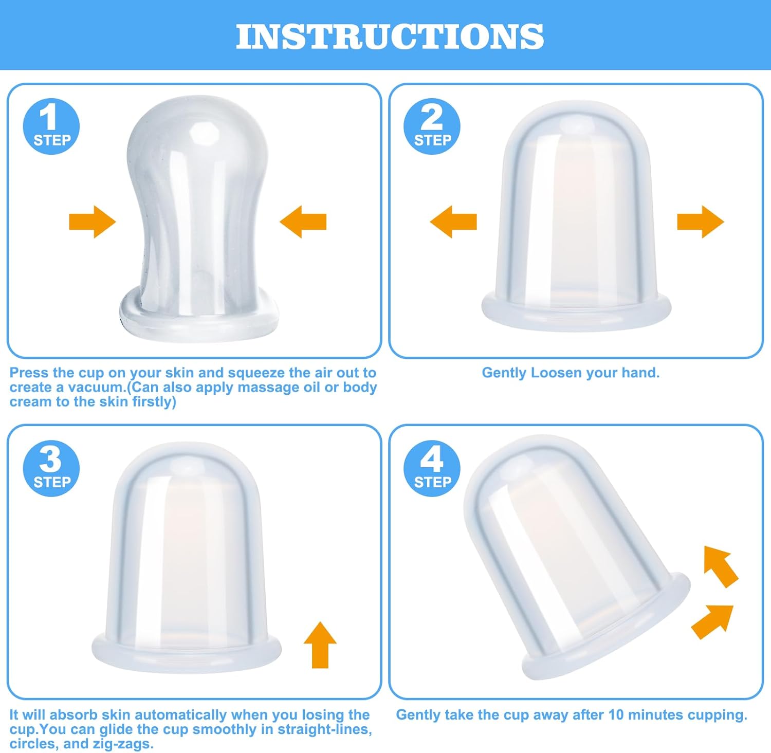 Silicone Cupping Therapy Set - Cupping Kit for Massage Therapy - Cellulite Remover Cupping Set - Anti Cellulite Cup Massager, Vacuum Suction Massage Cups for Cellulite Reduction - Image 7