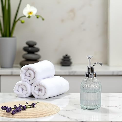 Miniatura 6 de Dispensador de jabón con bomba de vidrio, dispensador de jabón para manos de cocina, dispensador de crema agria, dispensador de bomba de acero