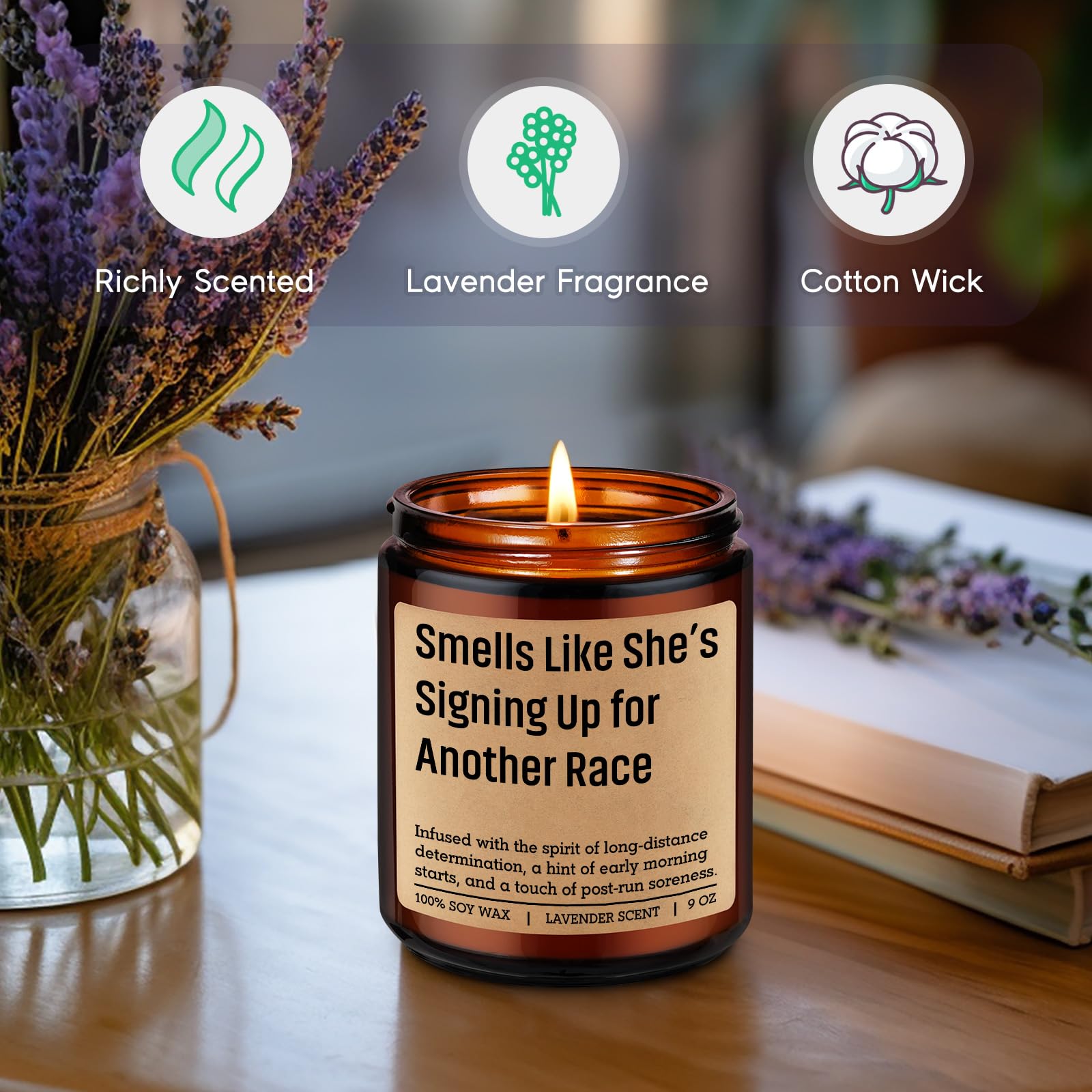 GSPY Candle, Gifts for Runners, Running Accessories for Women - Track and Field, Cross Country, 5K Run, Half Marathon Essentials - Mothers Day, Birthday, Running Gifts for Marathon Runner, Female, Mom