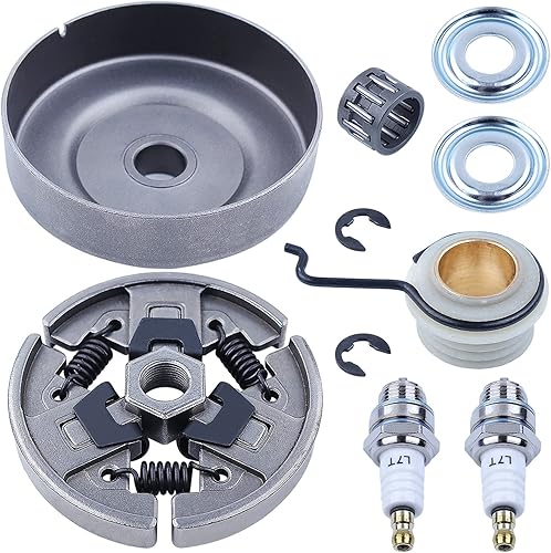 Haishine Motosierra 38"-7T - Tambor de embrague recto y bujía de montaje de embrague y embrague Kit de 10 piezas para piezas de repuesto Stihl MS391