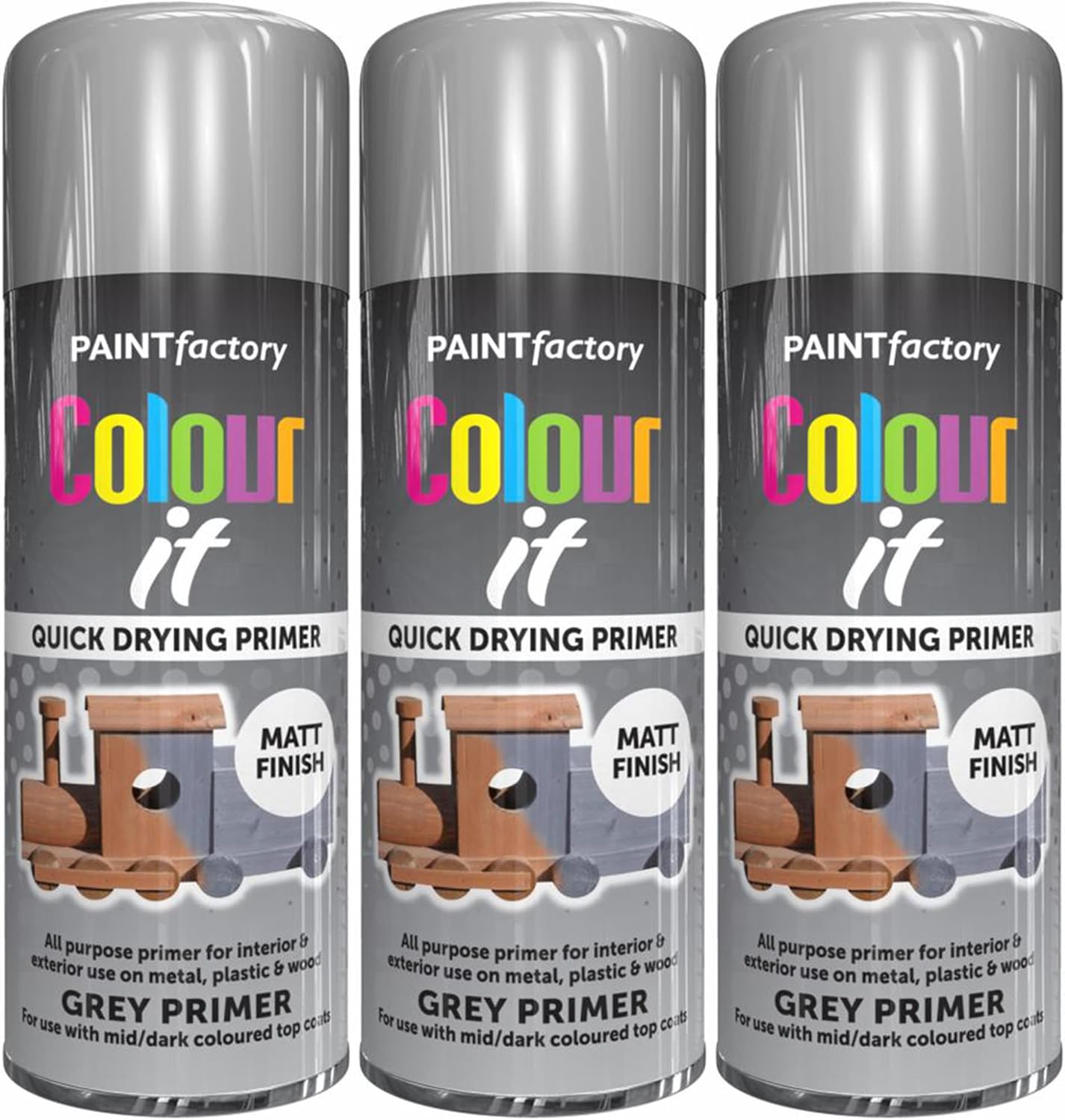 Q&H Professional Grey Primer Spray Paint 400ml Ideal Aerosol Paints for Metal, Plastic, & Wood