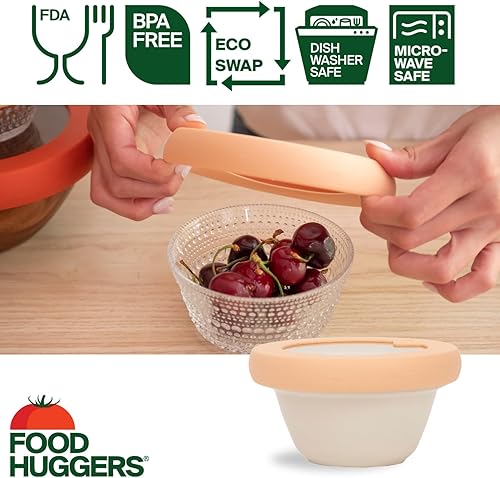 Miniatura 5 de Food Huggers Tapas de repuesto para recipientes de almacenamiento de vidrio, tapas de silicona y vidrio que no se agrietan, se adapta a la mayoría