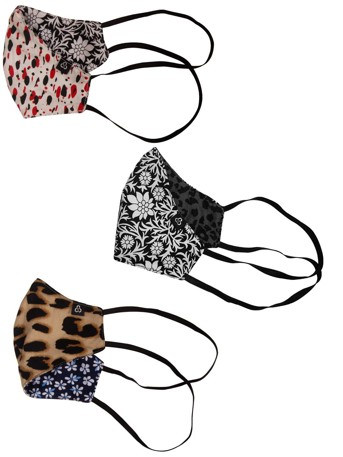 Cotton Printed Face Mask with Nose pin and Adjustable Head band - Cosmus Shield 3 layers washable and reusable fabric mask