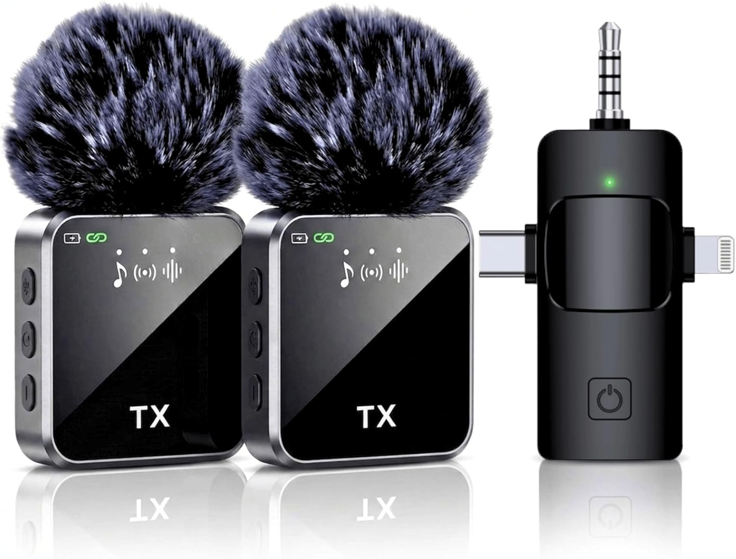 Smart Noise-Cancelling Wireless Lavalier Microphone With Universal Receiver, 45M Long-Range Wireless Transmission And Up to 12 Hours Battery Life. Perfect For Interviews, Vlogging, Podcasting And More