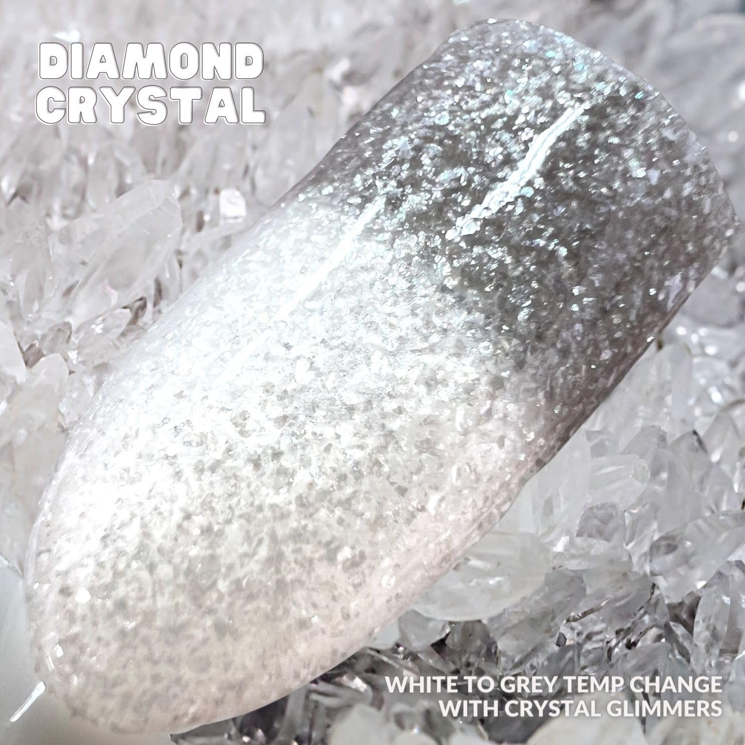 Sparkle & Co. Dip Powders – dp.318 Diamond Crystal (White to Grey Temp Change with Crystal Glimmers) 1 Ounce Dipping Powder Jar For Manicure DIY Winter Shade, No Lamp Needed