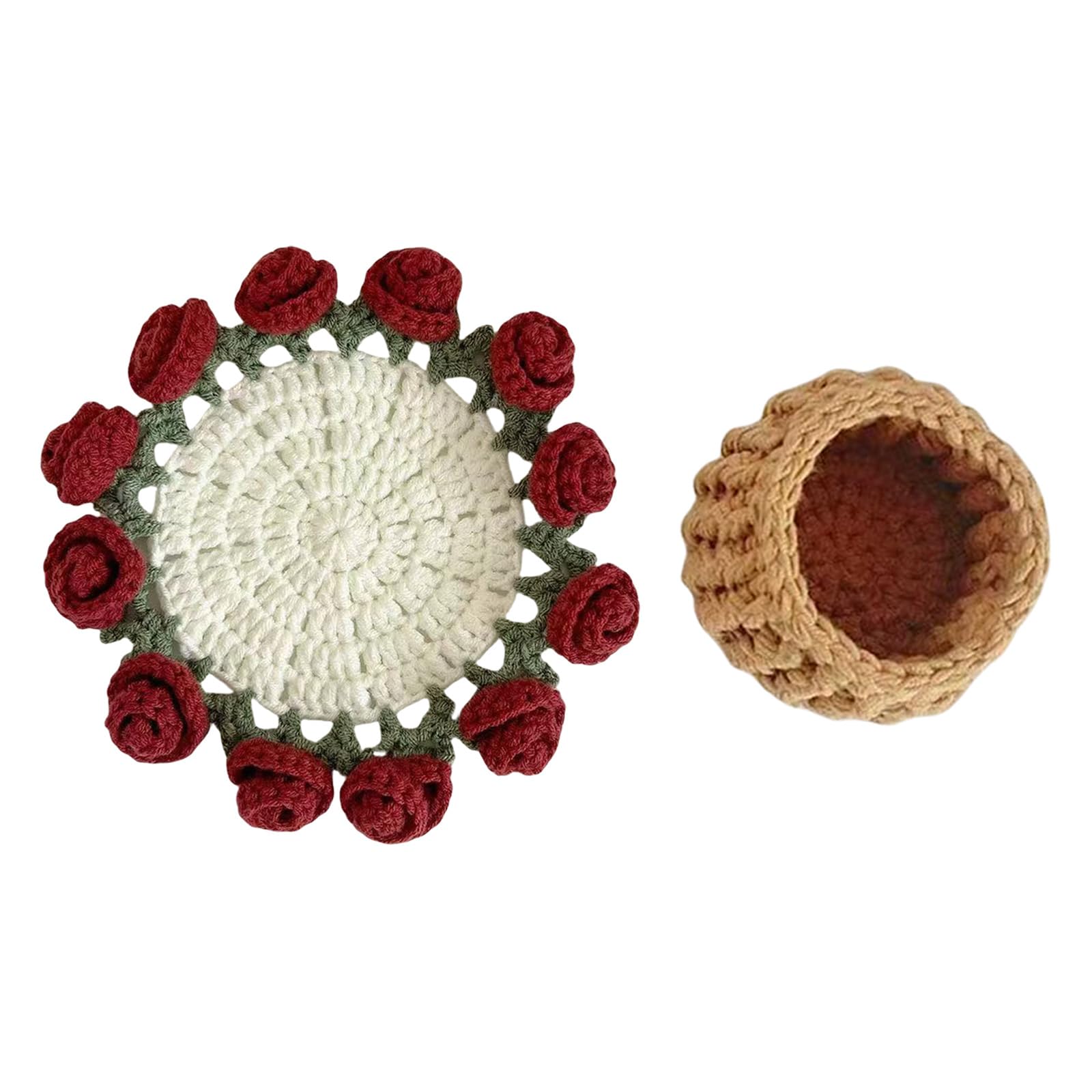 YROHGKPN Rose Bouquet Crochet Coasters Kits Flower Starter for Home Decoration Flower