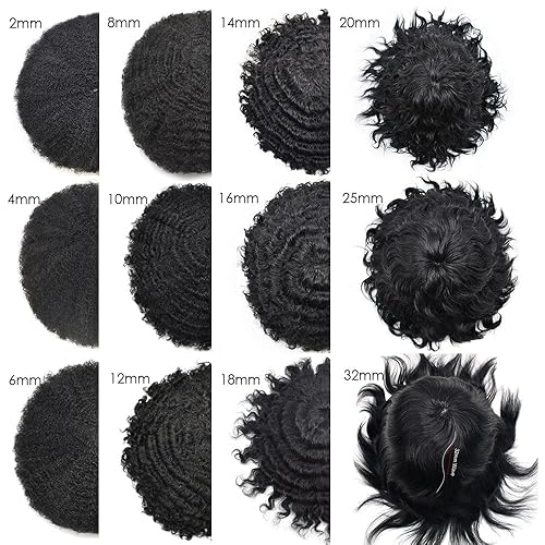 Miniatura 7 de LYRICAL HAIR Afro Toupee - Pelucas masculinas de onda afro para hombres negros, pelucas masculinas de polietileno completo de piel fina, sistema de