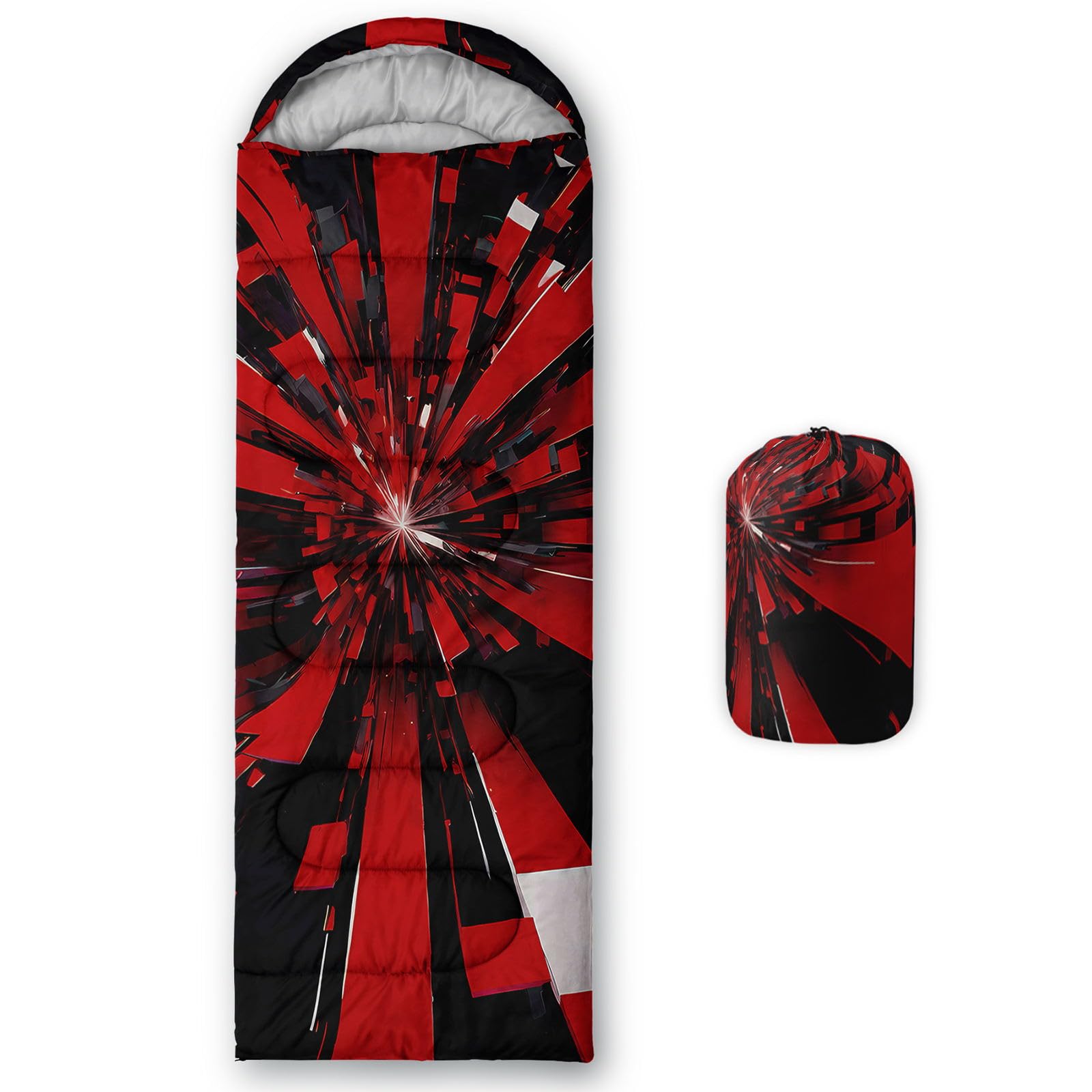 Smell Sunshine Kids Sleeping Bag for Boys Girls,3D Red Tunnel Geometric Print-Lightweight Warm Portable Outdoor Indoor-Waterproof Cold Weather Resistant Sleeping Bag for Camping Hiking(Tunnel)