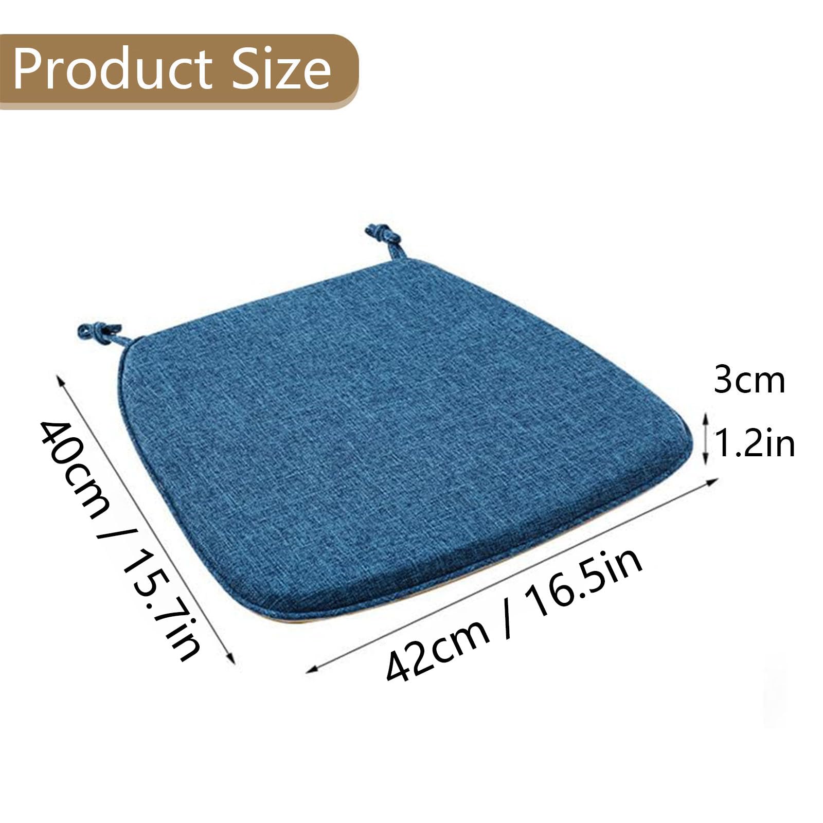 Set di 2 cuscini antiscivolo per sedie da 42 x 40 cm, lavabili e rimovibili, per sedie da pranzo, ufficio, cucina e giardino, con laccetti, comodi cuscini