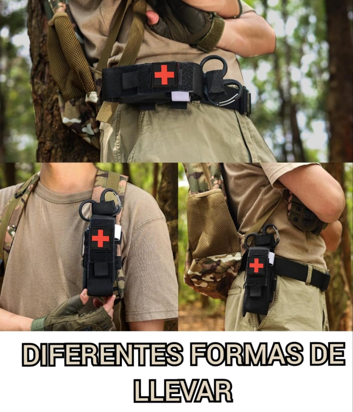 Pack Torniquete Táctico. 5 piezas (torniquete+funda+tijeras+boligrafo+parche) Kit supervivencia homologado hemorragias. Emergencias senderismo, militar, enfermero, policía Botiquín primeros auxilios