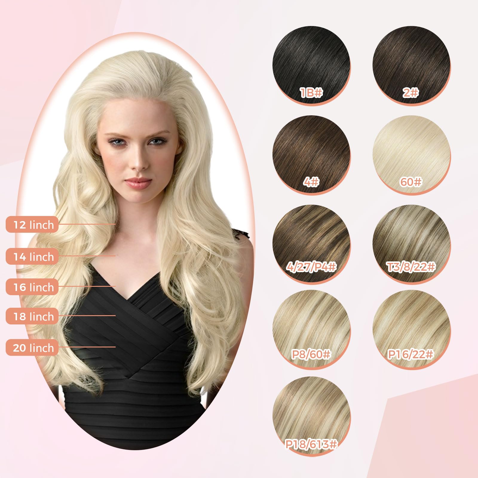 MEI YUAN LIN Real Human Hair Clip-In Hair Extensions