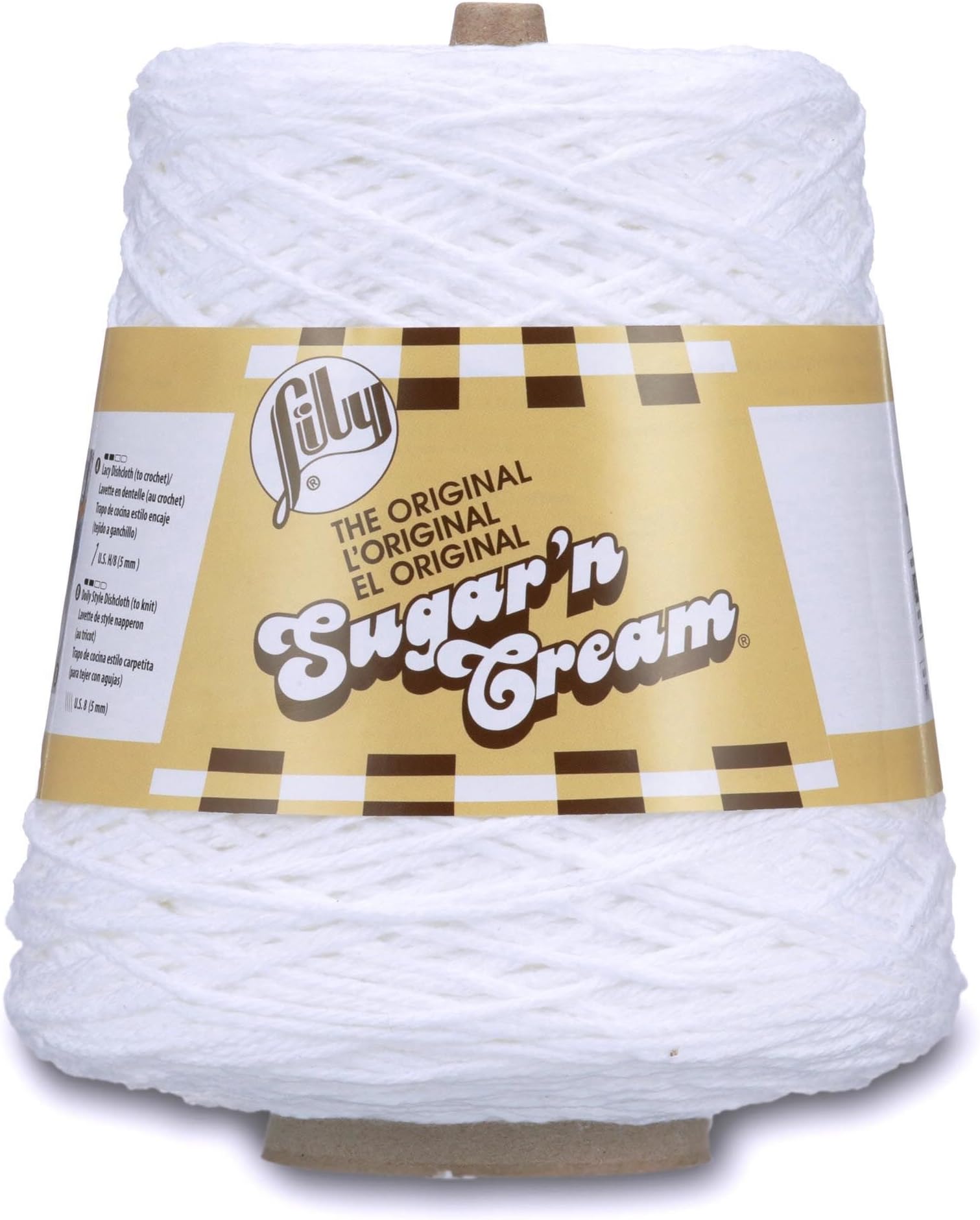 Sugar'n Cream Cotton Cone Yarn, White , 1 Cone, 14 oz (Pack of 1)