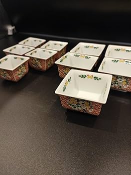 Amazon.co.jp: 有田焼 大小小鉢揃え5客揃 飛鳥窯 赤絵特選 角