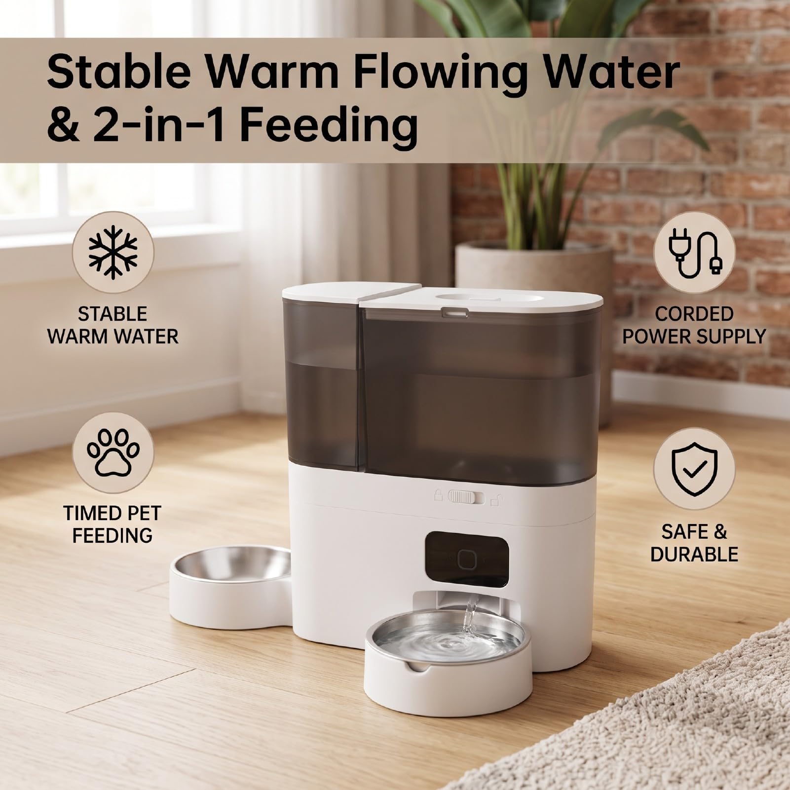 TOPINCN Mangiatore Automatico per Animali, Distributore di Cibo con Timer e | Ciotola Automatica per Gatti con Erogatore D'Acqua, Distributore di Cibo Secco con Timer e Telecomando, Porzioni