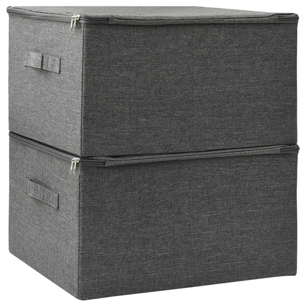Aufbewahrungsboxen 2 Stück faltbar aus Stoff 43x34x23 cm Anthrazit, Kleiderschrank Organizer, Schminktisch Organizer, Aufbewahrung und Organisation, Organizer Schublade, Kiste