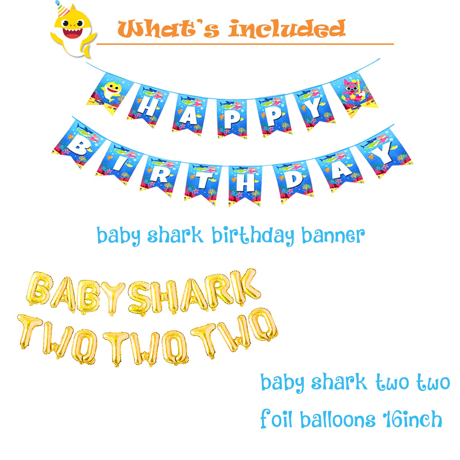 Buy Baby Shark Birthday Party Decorations Supplies Kit, Baby Shark Two