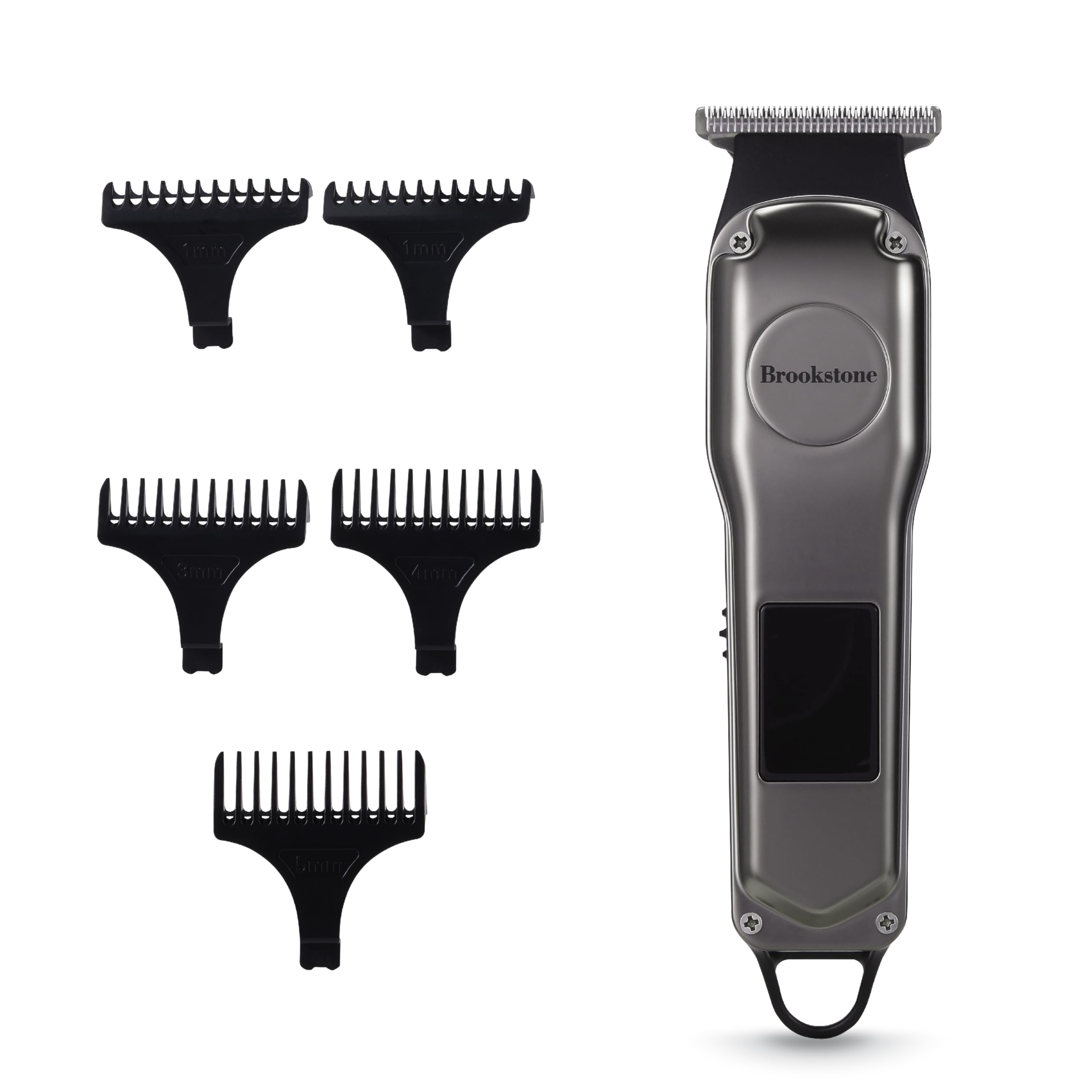 Brookstone - Cortapelos de hoja en T inalámbrica metálica, corte de precisión con batería recargable y elegante acabado metálico (negro)