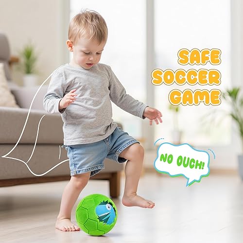 Miniatura 6 de ZOOJOY Pelotas de fútbol de interior para niños pequeños de 1 a 3 años, pelota de fútbol inflable silenciosa de felpa suave tamaño 3 para niños de 3