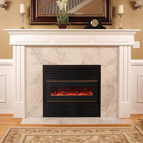 Miniatura 7 de HEATLAND Chimenea eléctrica empotrada de 72 pulgadas, control remoto de doble control y pantalla táctil, varios colores ajustables, calentador de