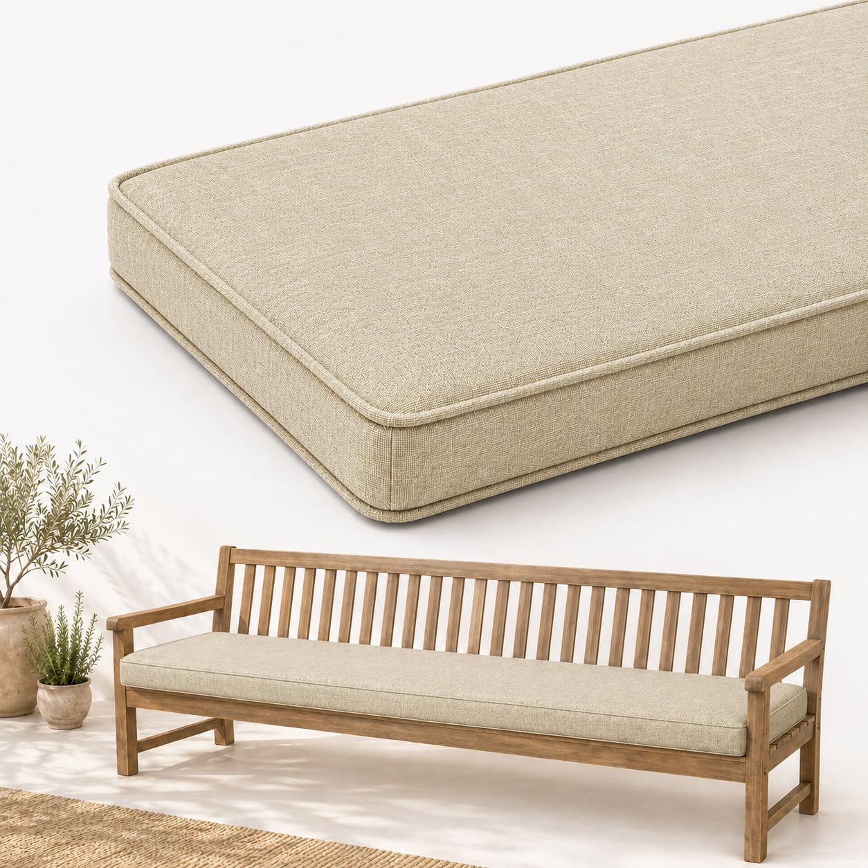 AZMAHT Linen Bench Cushion Indoor - Comfort Seat Pad for Dining Bench Window