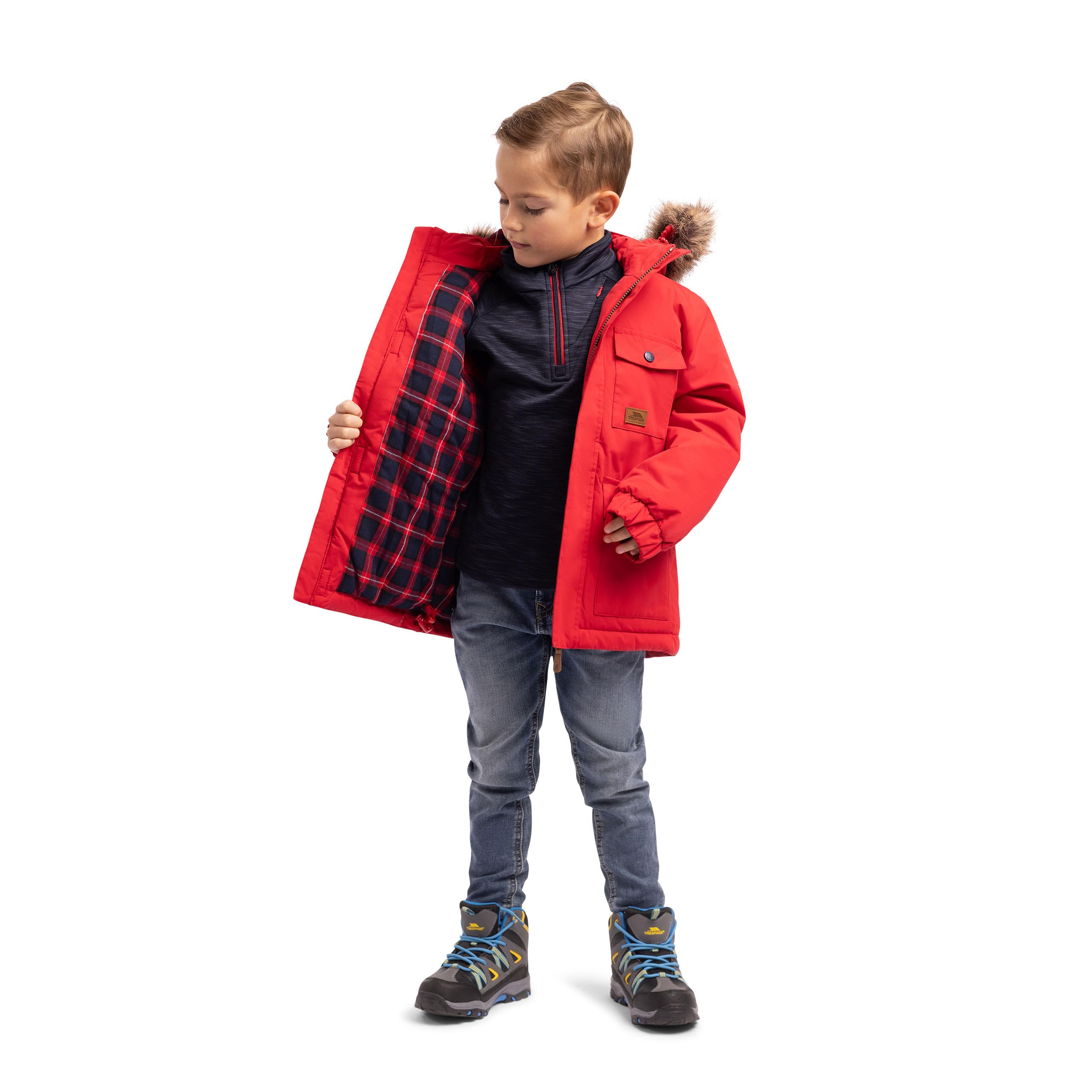 Trespass Boys Red Rain Jacket Upsider