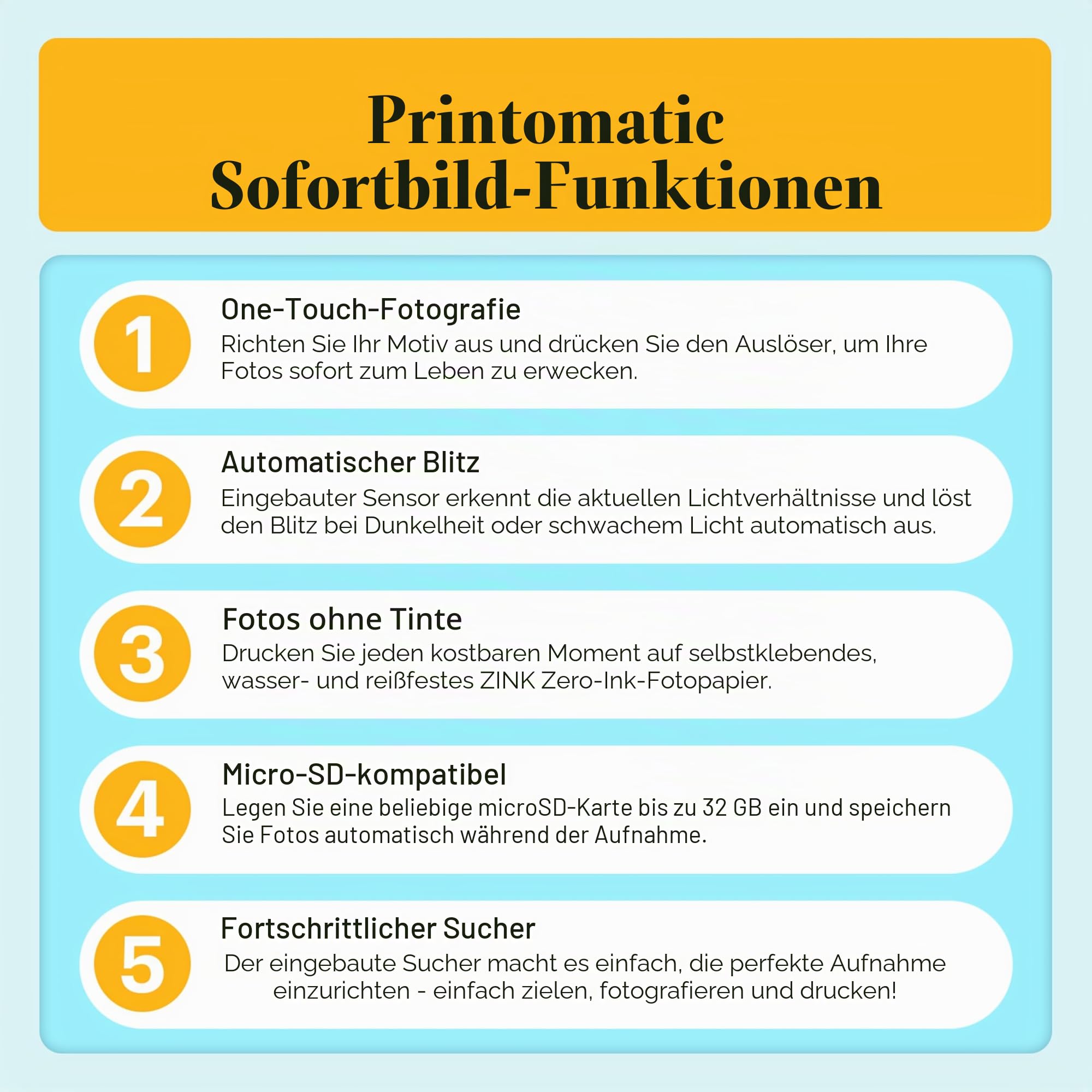 KODAK Printomatic Vollfarb-Sofortdruckkamera-Starterpaket + Softcase + Zink-Fotopapier (20er-Pack) – Bunte Fotos auf 2 x 3 Zoll großem Klebepapier – Blau