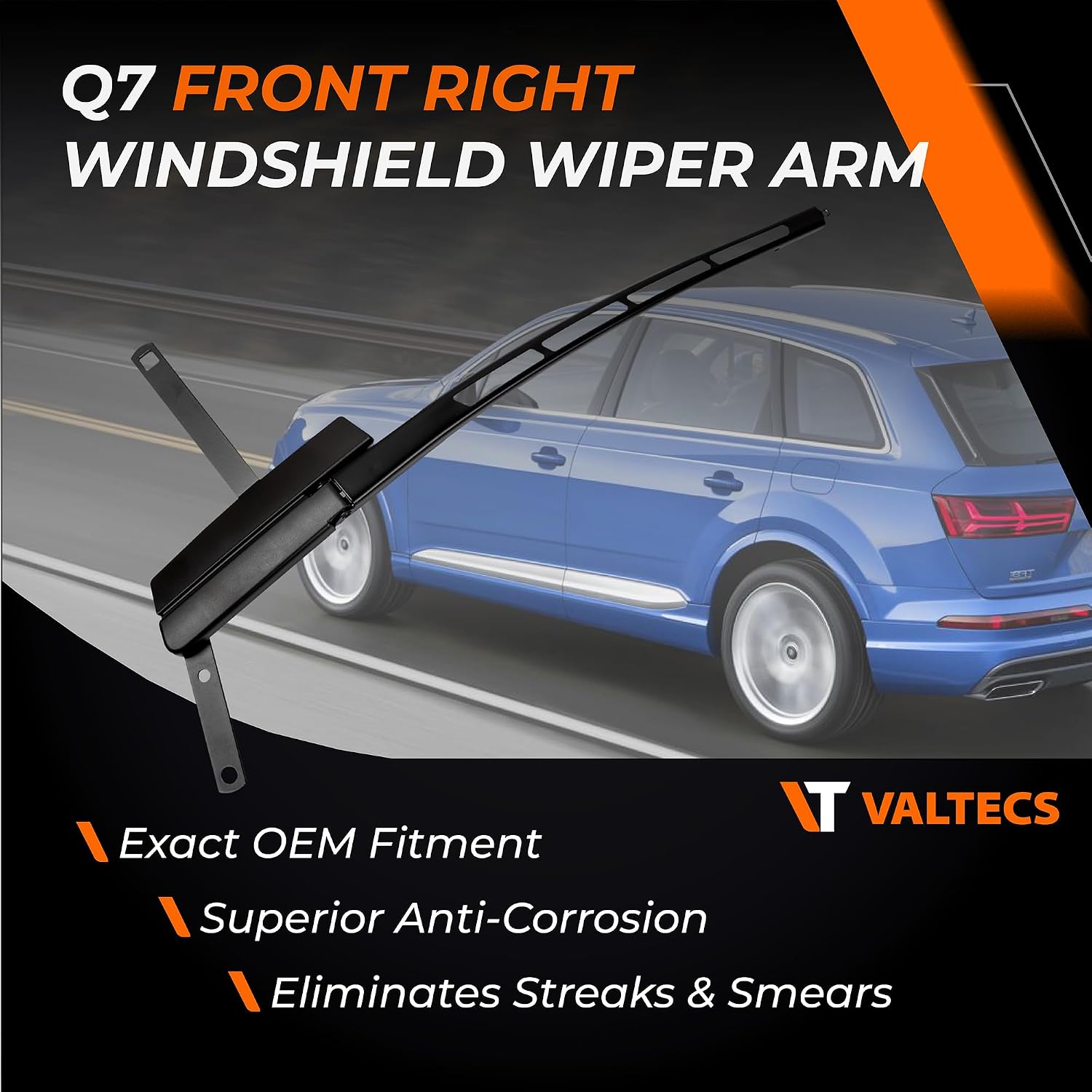Front Right Passenger Side Windshield Wiper Arm Compatible with 2007-2016 Audi Q7 Replaces# 4L1955408B 4l1955408B1P9