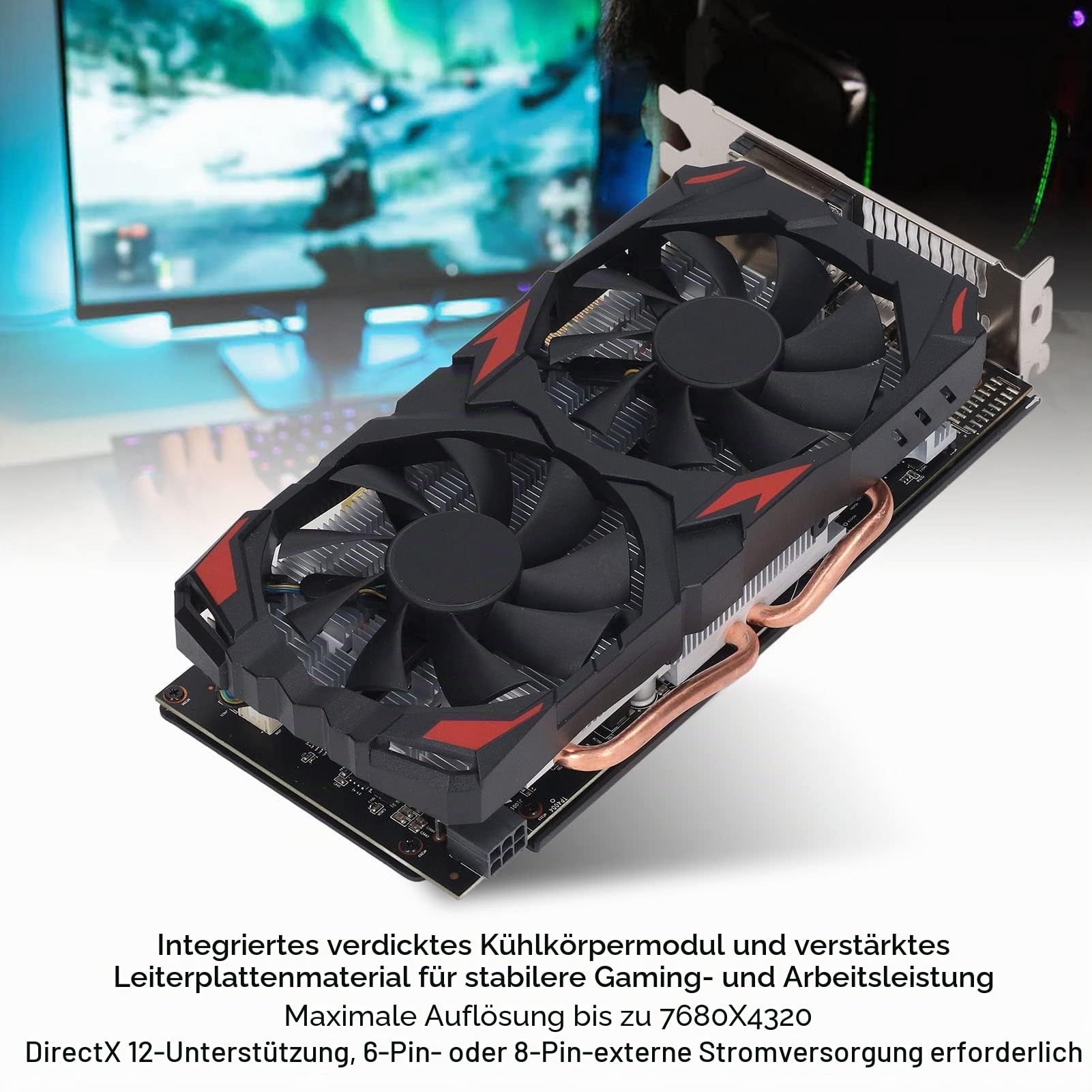 Dpofirs RX 580 8 GB 256BIT Gaming-Grafikkarte mit Zwei Lüftern für Desktop-PCs, Plug-and-Play, Effizient und Leise, Einfache Installation, Stabil und Langlebig (580 8G D5)