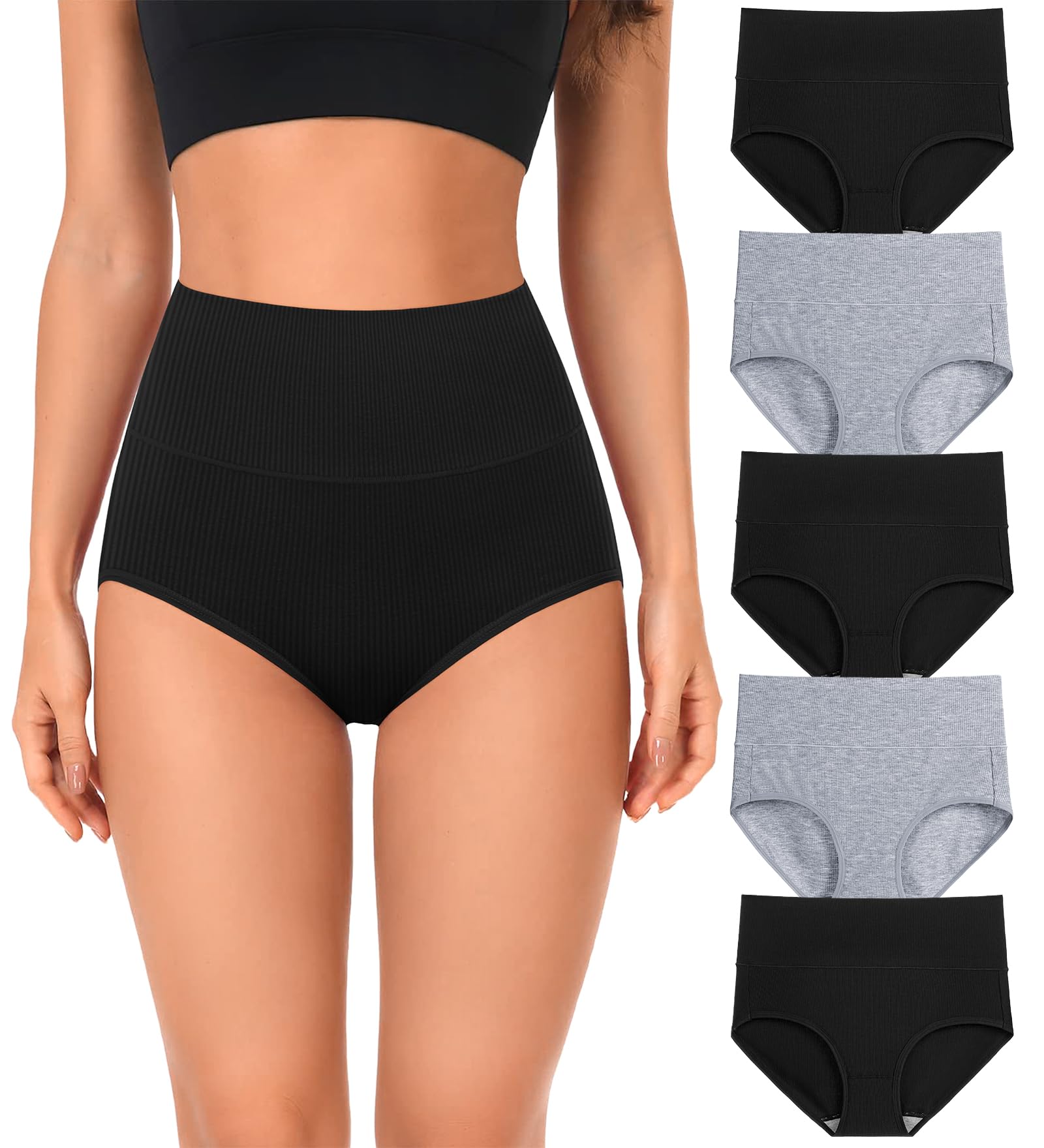 Womens Underwear Cotton High Waist Tummy Control Comfortable Full Coverage Breathable Postpartum Stretch