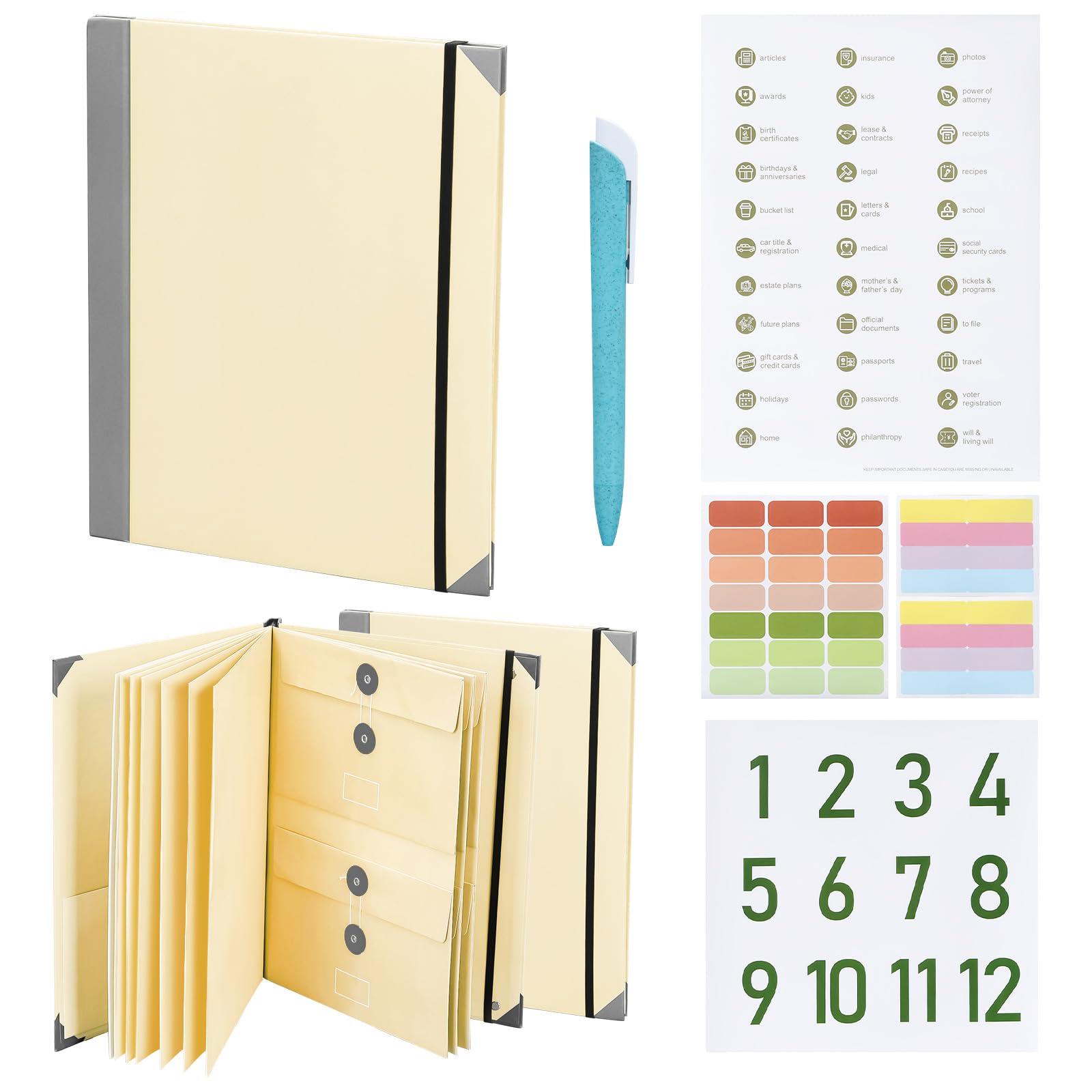 Les-Theresa If I Die Binder UK, Multipurpose Important Document Organizer with 9 Pages, 3 Stickers & Pen, Yellow