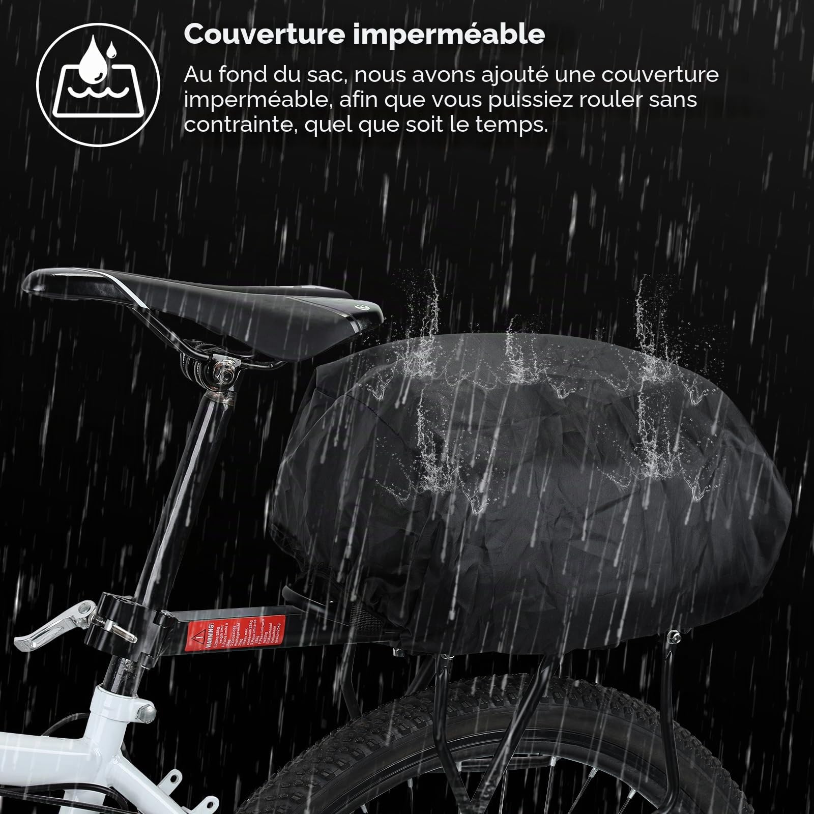 Wildken Sac de Transport de Bagages pour Vélo, étanche, Sac de Rangement Arrière, pour Le Cyclisme, Le VTT, Le Sport, Les Voyages, avec Housse de Pluie (Noir)