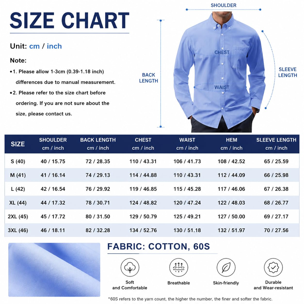 Generico Camicia Oxford da Uomo in Cotone, vestibilità Slim, Elegante, Casual, con Taschino sul Petto, Maniche Lunghe, Ideale per L'Autunno E L'Oktoberfest, Perfetta per L'Uso Quotidiano.