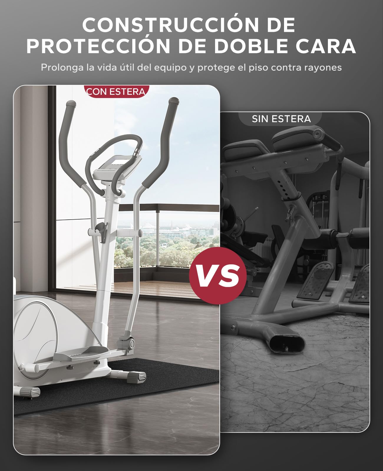 HAPBEAR Esterilla Bicicleta Estatica-152×76cm×6mm, Antideslizante, Tapete para Equipo de Ejercicio, Cintas de Correr, Bicicleta estática, Elíptica，Banco De Pesas, Aparatos de Fitness
