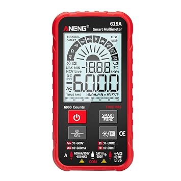 619A 6000 Counts LCD Digital Multimeter Pocket Size True RMS Universal Tester Measure AC/DC Voltage & Current Resistance Capacitance Continuity Diode NCV Test