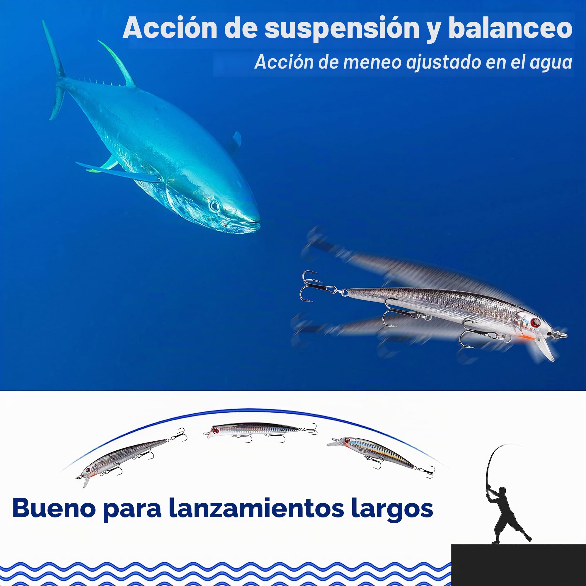 Kit de Señuelos de Pesca Juego de Señuelos de Pesca Popper de 6 Piezas Cebos Flotantes para Surf Crankbaits Señuelo Aparejos de Pesca
