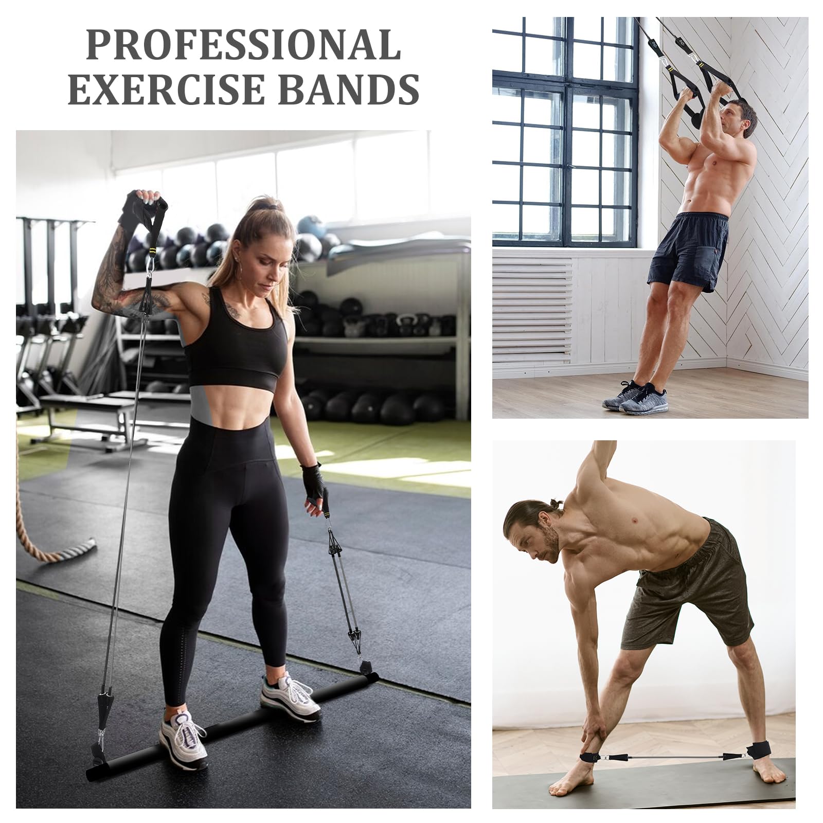 Barra de Pilates con 6 Gomas Elasticas Musculacion, Látex Bandas de Resistencia Bandas Elasticas Fitness Smartworkout para Casa y Gimnasio Yoga Pilates Estiramiento Fitness