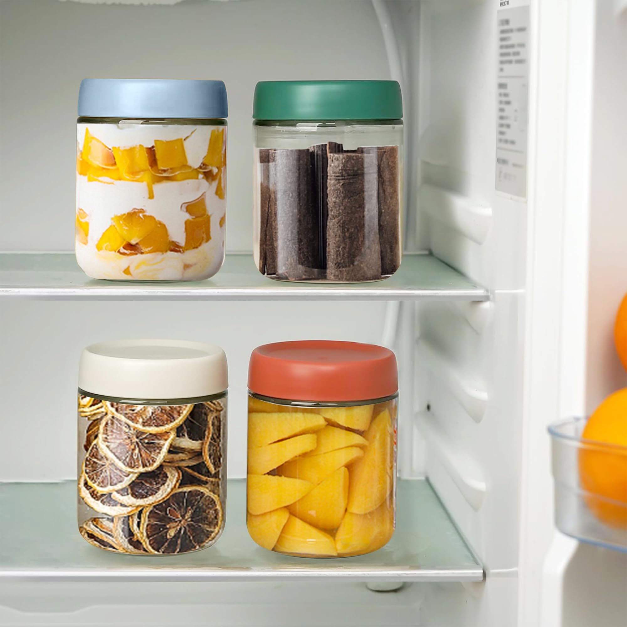 NEEMOSI Bocaux De Conservation En Verre Avec Couvercle, Bien Fermés, Avec Cuillère Et Couvercle, Idéal Pour Le Stockage De Produits Secs, épices, Thé, Café, Noix, Graines, Etc, 840ML×2