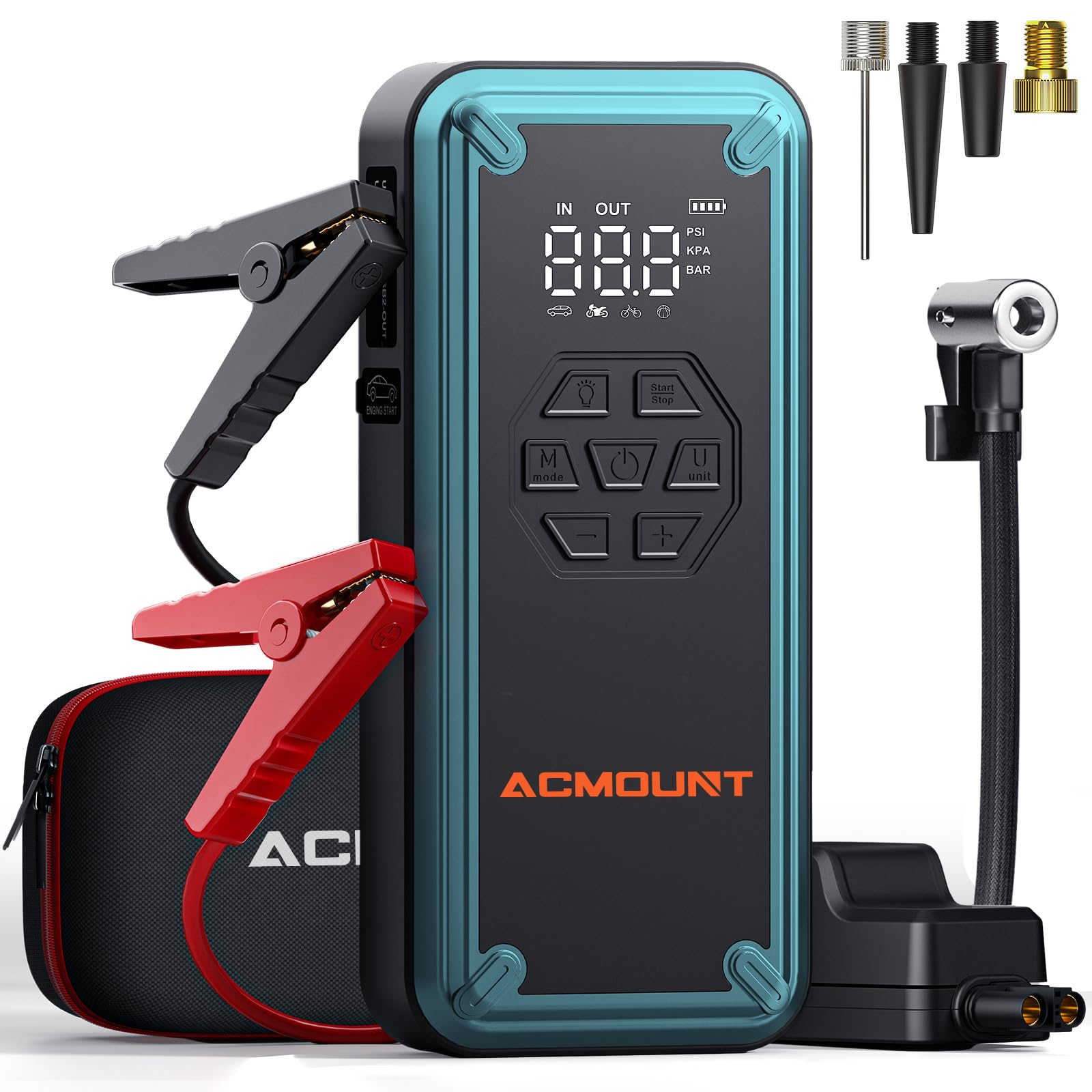 Jump Starter with Air Compressor Acmount 5000A Car Battery Jump Starter with 150PSI Tire Inflator for Up to