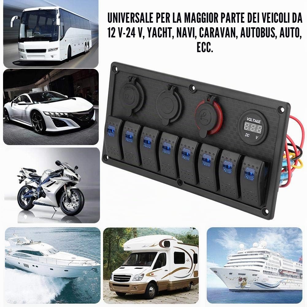 Pannello Interruttori Barca Quadro Elettrico Per Barca Quadro Elettrico Per Barca Pannello Interruttori, 12v 24v 8 Gang Car Boat Led Interruttore A Bilanciere Pannello Di Controllo Accendisi