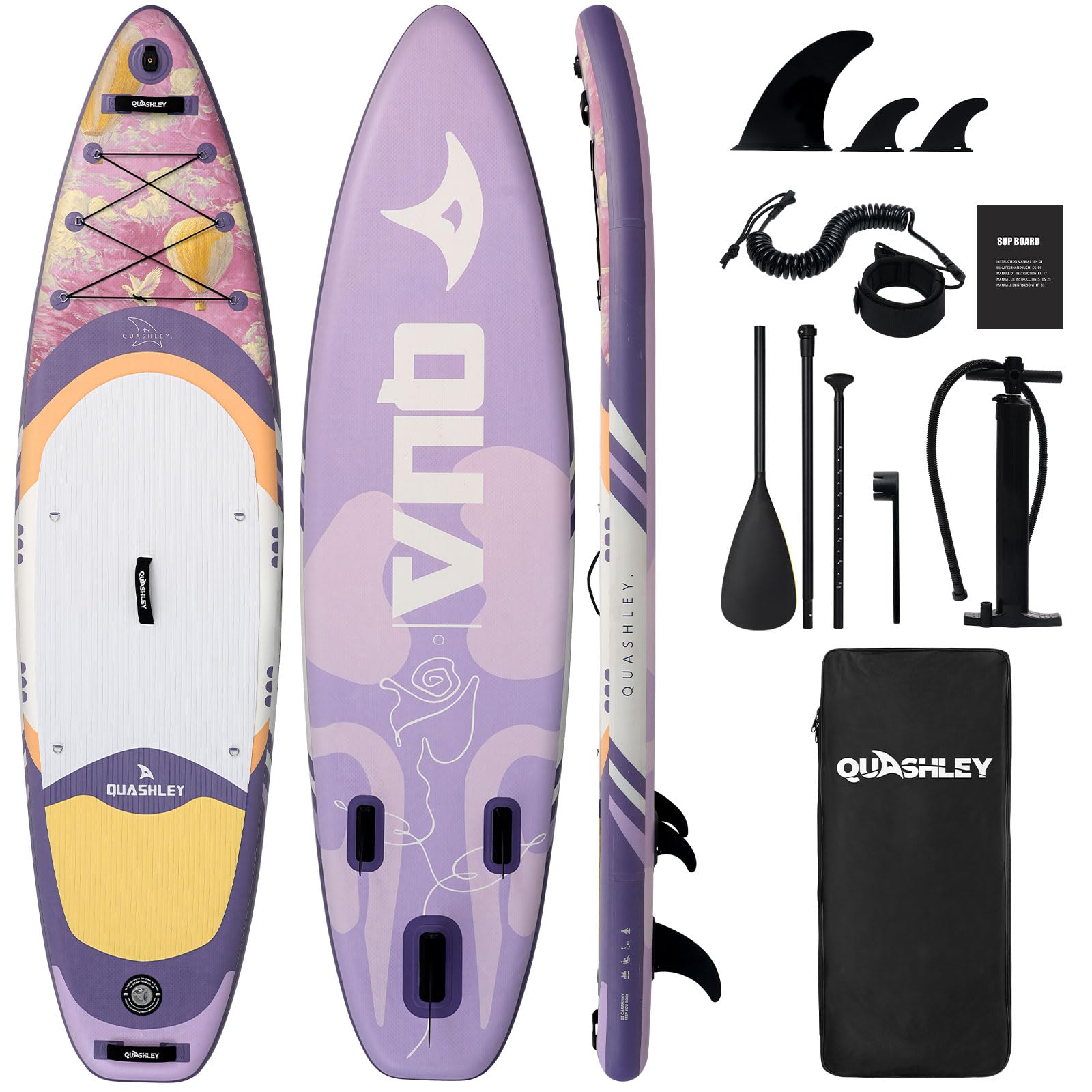 Quashley Inflatable Paddle Board Stand Up Paddleboards Inflatable with Premium SUP Accessories,Durable Material and Non-Slip Deck Leaf,Iceberg and Balloon