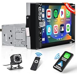 Pantalla 9 Pulgadas Para Auto 7" Pantalla Tácti 1 DIN Autoradio Bluetooth con Wireless Carplay Android Auto Mirror Link Radio Coche Bluetooth con FM Radio USB AUX TF SWC Cámara Visión Trasera+Control Remoto