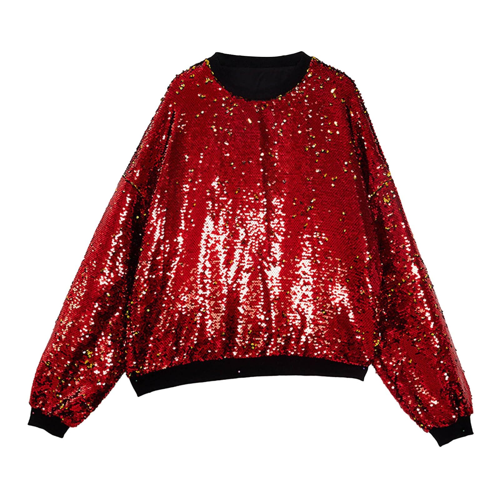 Sweat-shirt à paillettes pour homme sans capuche métallisé pailleté