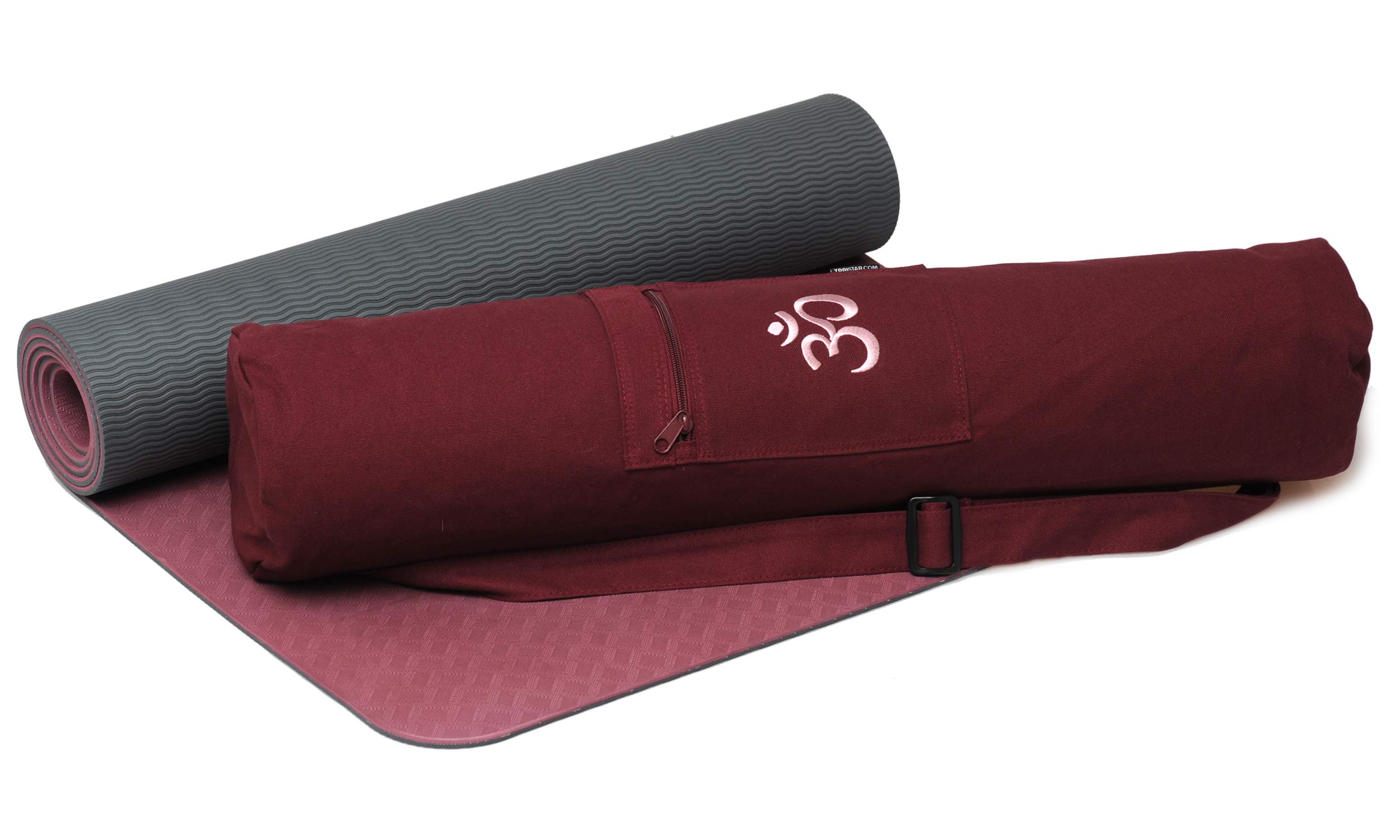Yoga-Set Starter Edition - Comfort (yogamatte Pro + Yogatasche Om) Bordeaux, Anthrazit