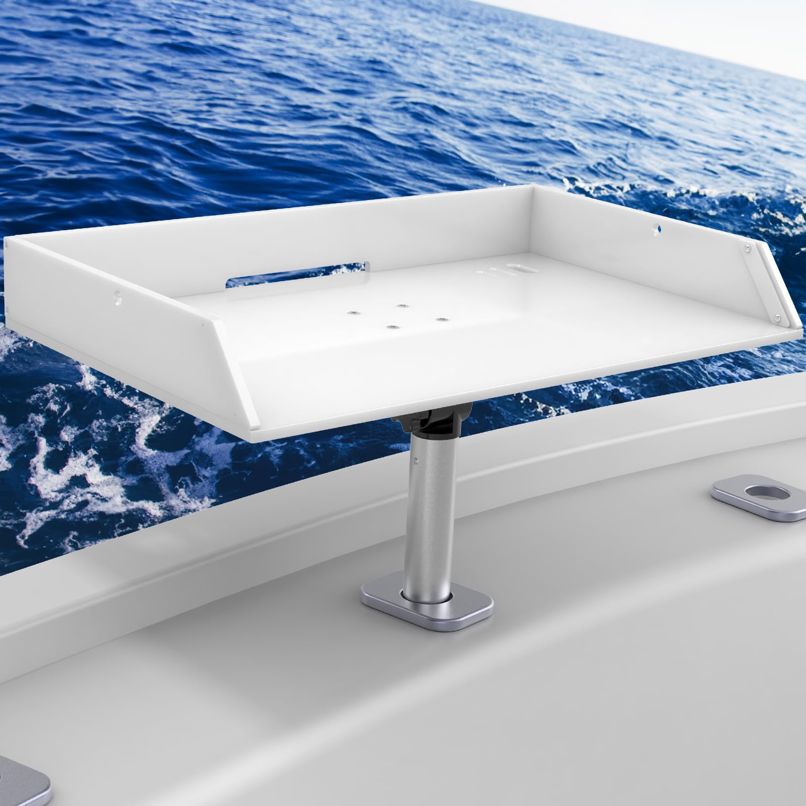 Boat Cutting Board for Bait Cutting Board Fishing by Artqiu or Boats Grill with 360°Adjustable Rotational Stopper Rod Holder Mount Plier Storage and Knife Slot Fishing Cutting Board, Easy to Install for Boat Fish Cleaning Table